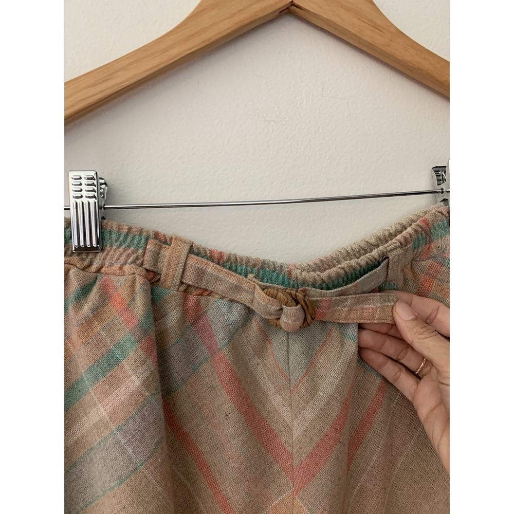 VTG Summit Plaid Skirt A-Line Midi Light Academia Prep Heritage Wool Pastel - Picture 2 of 9
